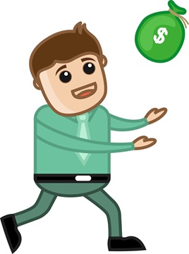 cartoon of person throwing money