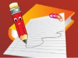 cartoon of animated pencil writing on paper